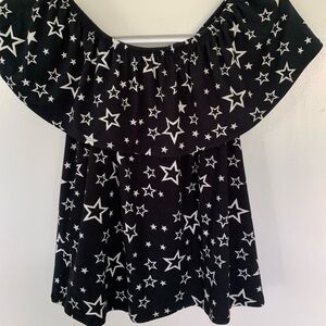 Starry Black Off-Shoulder Blouse